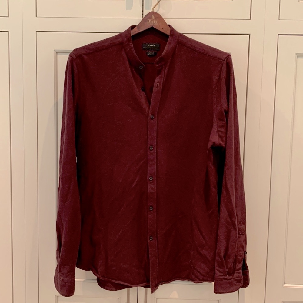 Zara collarless button down